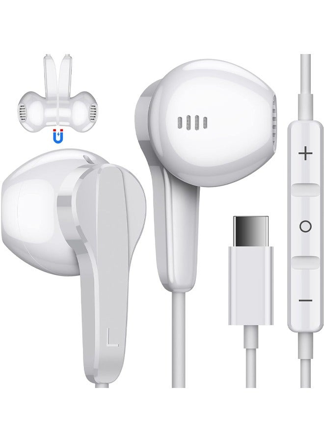 Arabest USB C Headphones for Samsung S24 Ultra S23 Fe S22+, Type C Earphones with Microphone HiFi Stereo Volume Control Magnetic in Ear Wired Earbud for iPhone 15 Pro Max Plus Galaxy Flip Fold 5 Pixel 8 7 Pro - Image 1