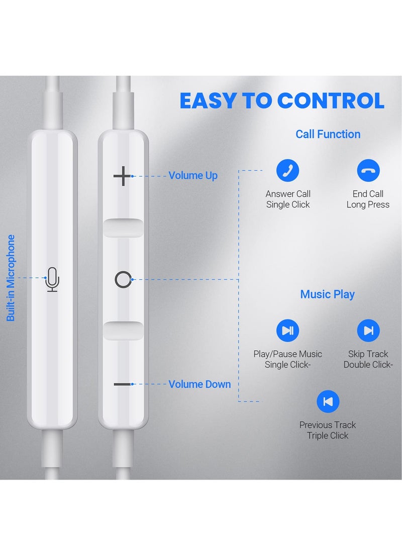 Arabest USB C Headphones for Samsung S24 Ultra S23 Fe S22+, Type C Earphones with Microphone HiFi Stereo Volume Control Magnetic in Ear Wired Earbud for iPhone 15 Pro Max Plus Galaxy Flip Fold 5 Pixel 8 7 Pro - Image 5