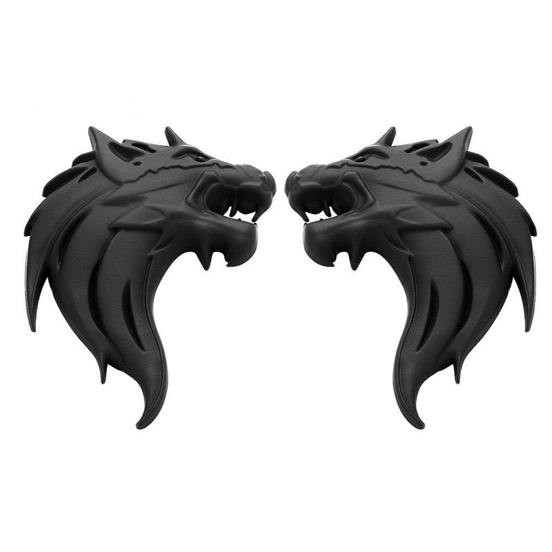 UpAuto 2pcs Cool Wolf Head Car SideRearFront Decorations Badge Emblem 3D SelfAdhesive Nameplate Sticker for Car Black