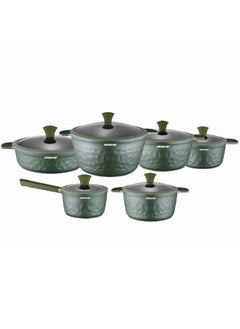 Arshia Arshia Premium Die-Casted Aluminium Diamond Cookware 12pcs Green 