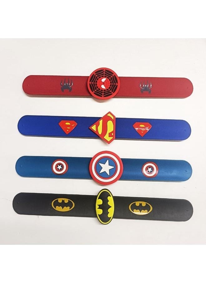 yongsheng 4-Piece Cartoon Design Silicone Wristband Set-Slap Bracelets for Kids Party Supplies Favors Boy's Wristband Accessories Wrist Strap Gift Supplies,3 years and up  - Image 1