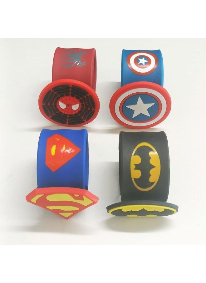 yongsheng 4-Piece Cartoon Design Silicone Wristband Set-Slap Bracelets for Kids Party Supplies Favors Boy's Wristband Accessories Wrist Strap Gift Supplies,3 years and up  - Image 3