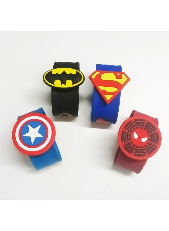 yongsheng 4-Piece Cartoon Design Silicone Wristband Set-Slap Bracelets for Kids Party Supplies Favors Boy's Wristband Accessories Wrist Strap Gift Supplies,3 years and up  - Image 2