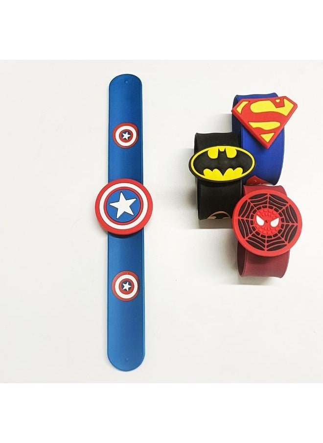 yongsheng 4-Piece Cartoon Design Silicone Wristband Set-Slap Bracelets for Kids Party Supplies Favors Boy's Wristband Accessories Wrist Strap Gift Supplies,3 years and up  - Image 5