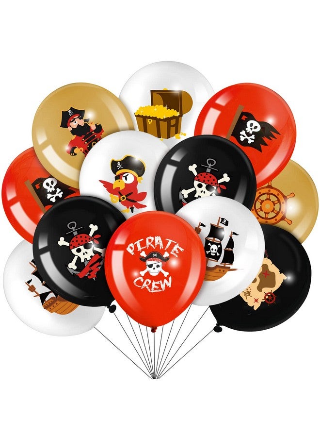 Harrycle 45 Pcs Pirate Party Balloons Latex Pirate Balloons Set Round Pirate Balloons Caribbean Pirate Skull Pirate Ship Balloons For Pirate Theme Parties Birthday Party Decorations Halloween Party Supplies - Image 2