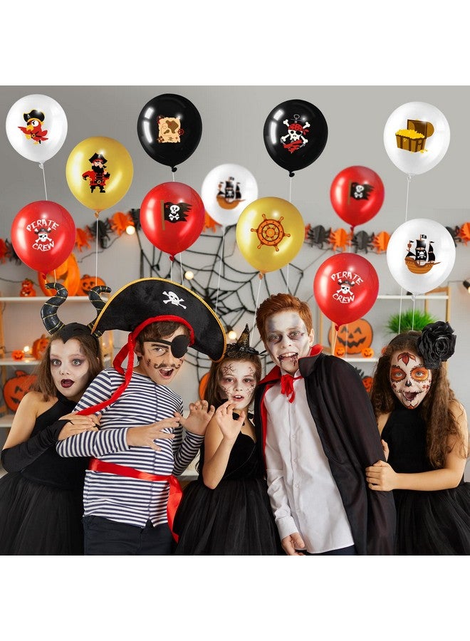 Harrycle 45 Pcs Pirate Party Balloons Latex Pirate Balloons Set Round Pirate Balloons Caribbean Pirate Skull Pirate Ship Balloons For Pirate Theme Parties Birthday Party Decorations Halloween Party Supplies - Image 5