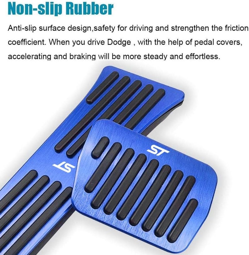 LEXLEY 2PCS Anti-Slip Aluminum Brake Gas Pedal Pads for Ford Explorer 2020-2023 - Blue - Image 5