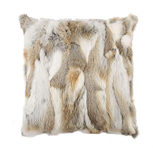 yingda1992 Rabbit Hide Skin Fur Pillowcase Throw Decorative for Living Room,Beds Cushion Cover Fur Pillow Case Cushion Cover (Yellow 50×50cm（20in×20in） - Image 1