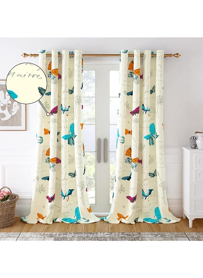 erorex Curtains 7 Feet Long 1 Piece 100 Percent Cotton Door Curtains Canvas Fabric Tieback Floral Print Bohemian Curtains For Living Room Bedroom Hall 116 X 215 Cm White Pink - Image 1