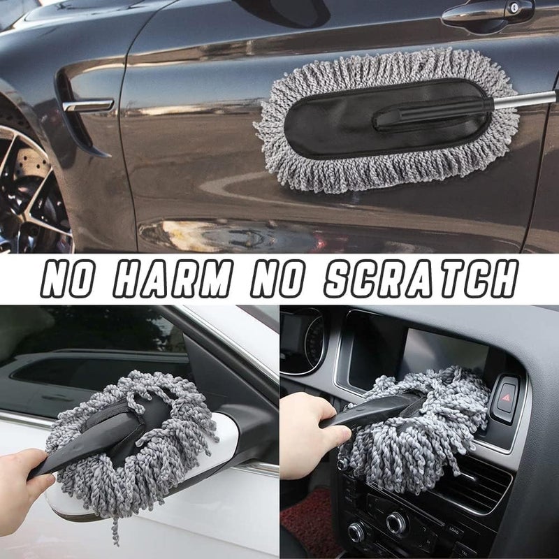جاكسكولي 5 قطع من مجموعة أدوات تنظيف السيارة بالما��كروفايبر مع منفضة خالية من الخدوش والوبر || أفضل أدوات تنظيف السيارة الداخلية والخارجية، مثالية للسيارات، سيارات الدفع الرباعي، السيدان، مجموعة تنظيف السيارة (5) - Image 3