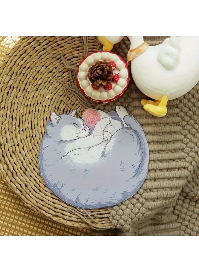 Orange 3D Cat Mouse Pad Thick Non Slip Waterproof Desk Mat Dining Table Insulation Gift - Image 1