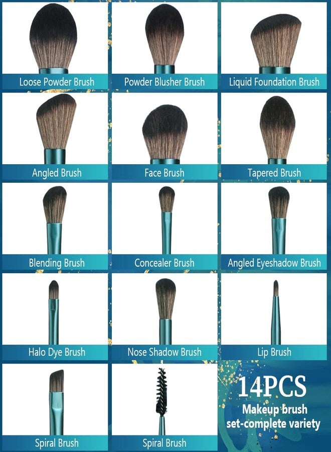 زيبويو مجموعة فرش مكياج احترافية من زيبويو®، 14 قطعة، للمبتدئين والفنانين، بشعيرات صناعية ناعمة، فرش كريم أساس وأحمر خدود، مقابض خشبية، حقيبة سفر، مجموعة فرش موثوقة في عالم المكياج - Image 3