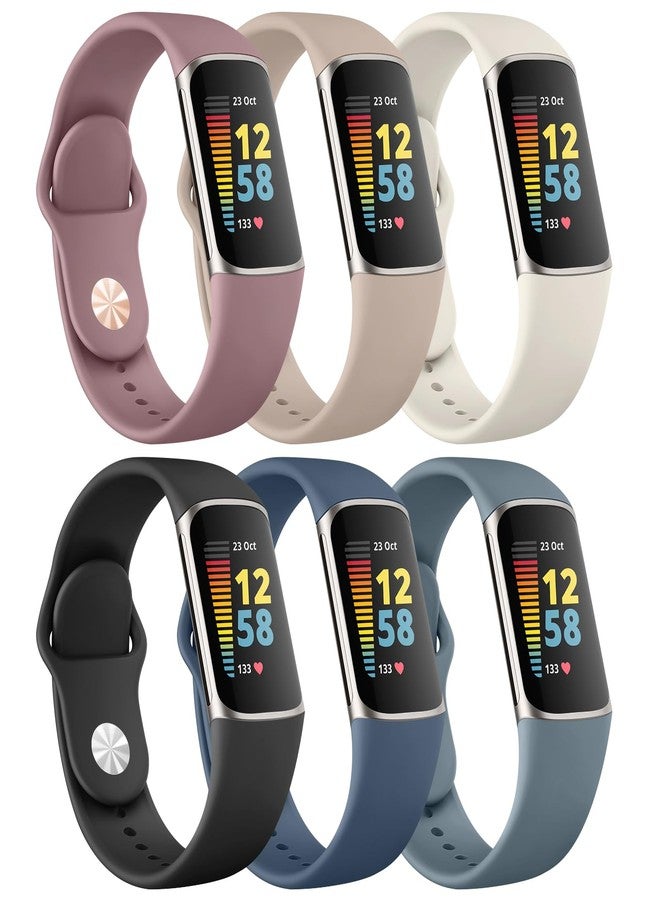 Vanjua 6 Pack for Fitbit Charge 6 Bands/Fitbit Charge 5 Band Women Men, Soft Silicone Waterproof Adjustable Sport Replacement Wristband Strap Compatible with Fitbit Charge 6 / Charge 5 Fitness Trackesr - Image 1