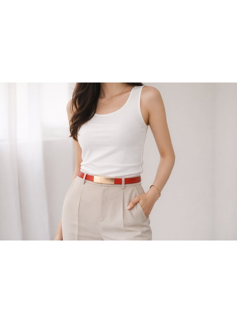 كيفية حزام نسائي على الطراز الكوري بإبزيم ناعم أنيق ومتعدد الاستخدامات بإبزيم رفيع وحزام ملابس مزخرف للسراويل - Image 2