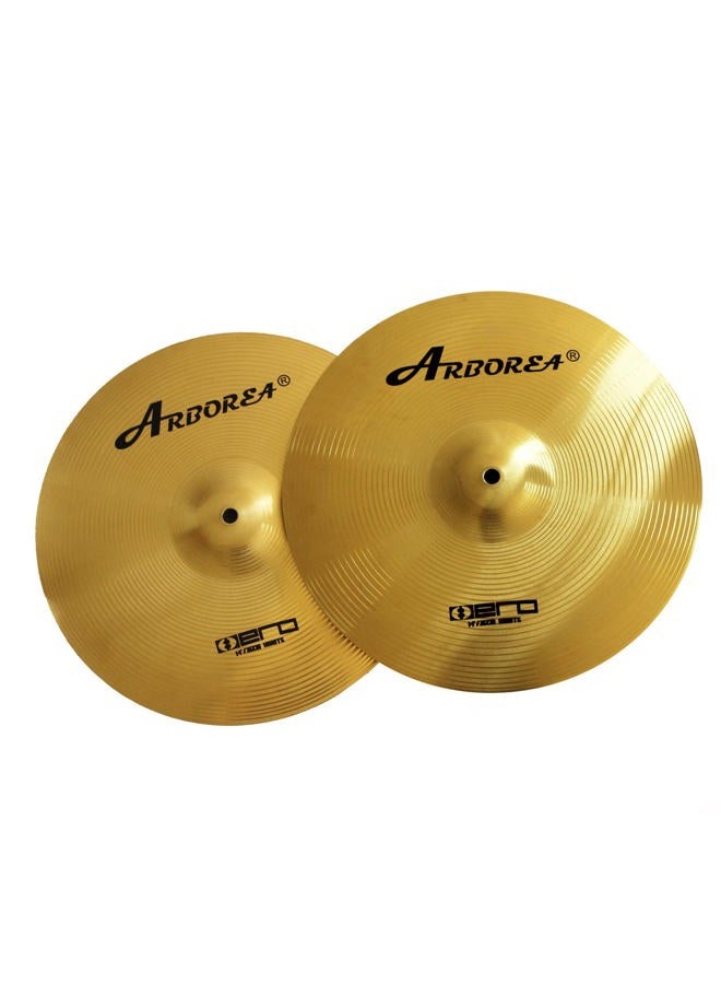 Arborea Cymbal Hi-Hats Cymbal Hero Brilliant Finish Bright Sound 14 Inch Drum High Hats Cymbal For Practice (14"Hi-Hats) - Image 1
