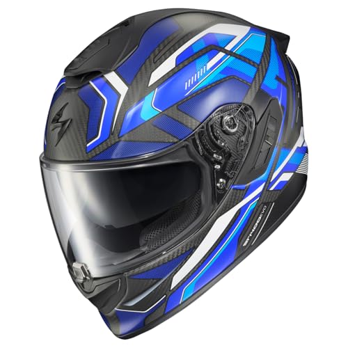ScorpionEXO ST1400 EVO Carbon Fiber Full Face Sport Touring Street Motorcycle Helmet Bluetooth Ready Speaker Pockets DOT ECE Hex Matte Blue Large - Image 3