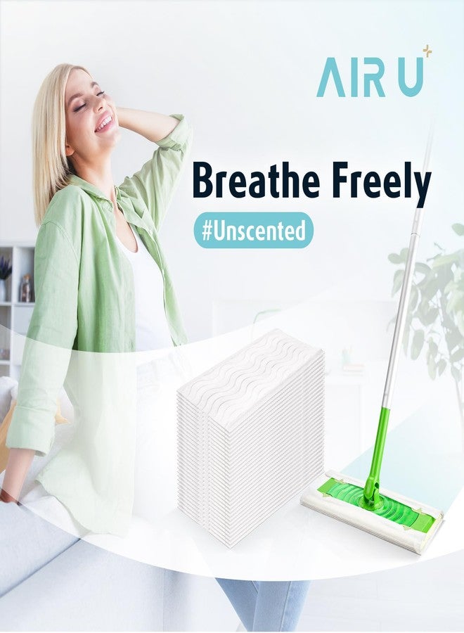 AIR U+ وسادات رطبة AIR U+ لإعادة التعبئة لماسح الأرضيات Swiffer، مناديل تنظيف الأرضيات القابلة للتخلص منها بدون رائحة، 30 قطعة - Image 2
