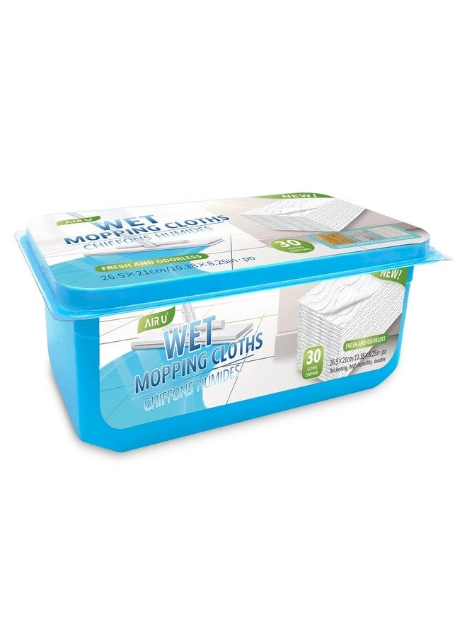 AIR U+ وسادات رطبة AIR U+ لإعادة التعبئة لماسح الأرضيات Swiffer، مناديل تنظيف الأرضيات القابلة للتخلص منها بدون رائحة، 30 قطعة - Image 1