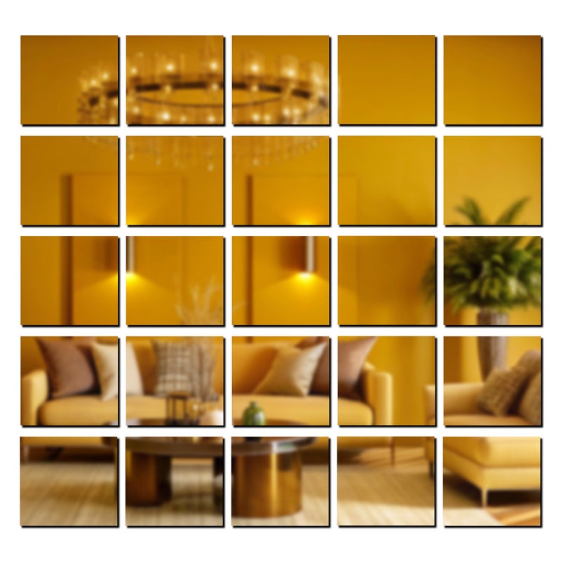 Goelite 30 Big Square Acrylic Mirror Stickers for Wall Decoration | Acrylic Stickers Wall Mirror,Wall Stickers for Bedroom, Hall, Home Offices (Golden, 4 Inch) - Image 1