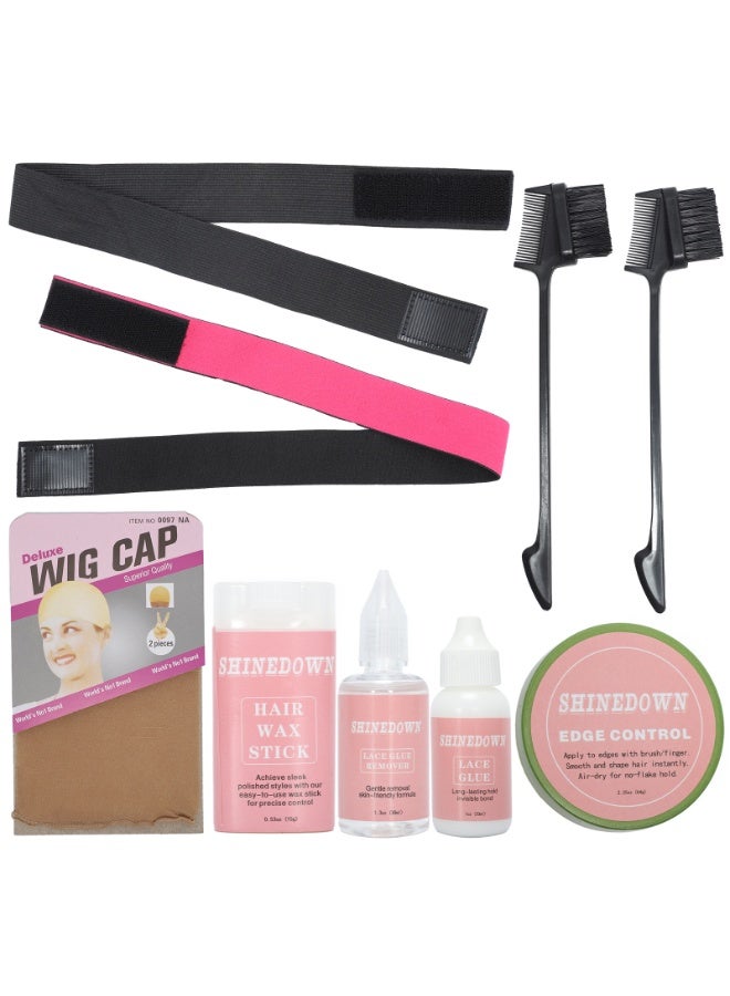 SHINEDOWN Professional Wig Installation Kit, Wig Glue for Front Lace Wig for Wigs with Strong Hold and Easy Application, Includes Wig Glue Remover - Image 1