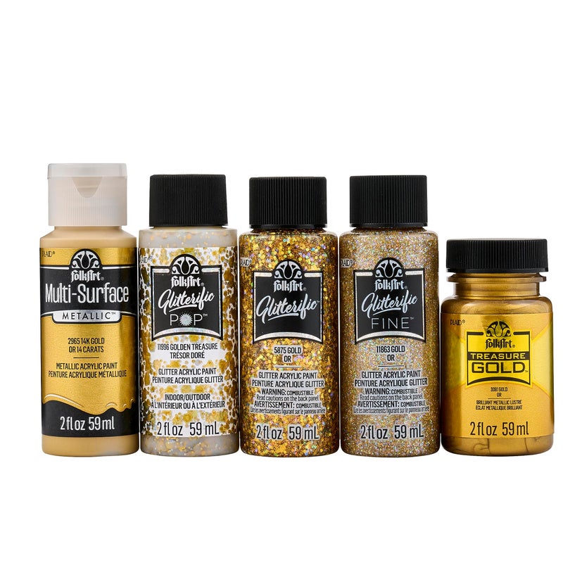 FolkArt Best Acrylic Craft Featuring 5 Premium Gold Formulas 96422 Paint Set