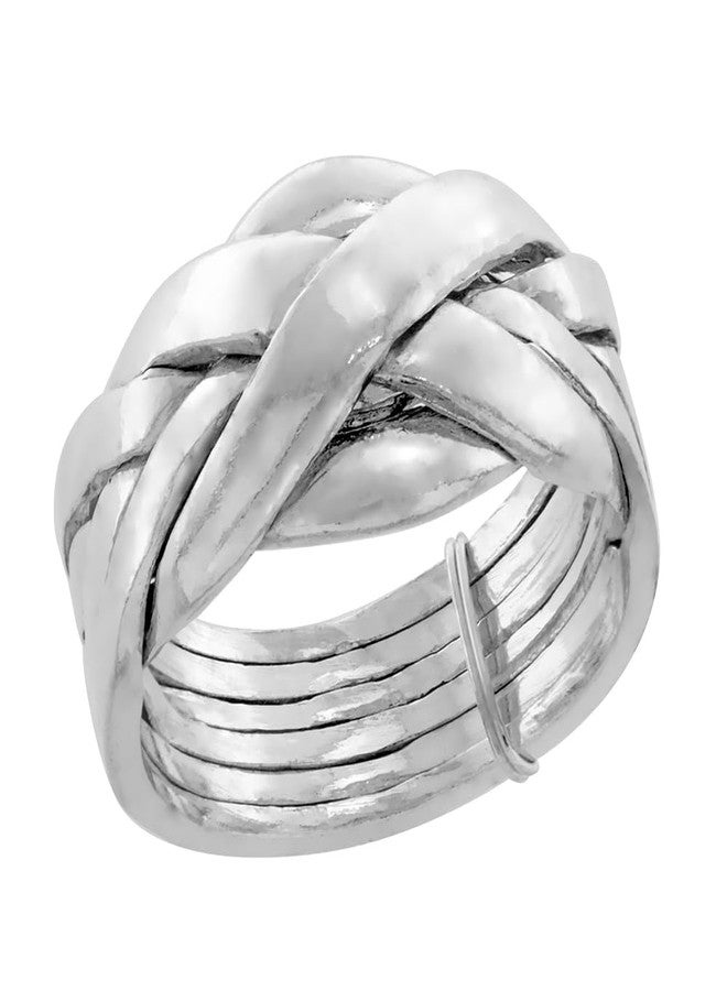 سابرينا سيلفر خاتم فضة إسترليني مكون من 6 قطع بتصميم أحجية، مناسب للرجال والنساء، عرضه 11 مم، مقاس 7 - Image 2