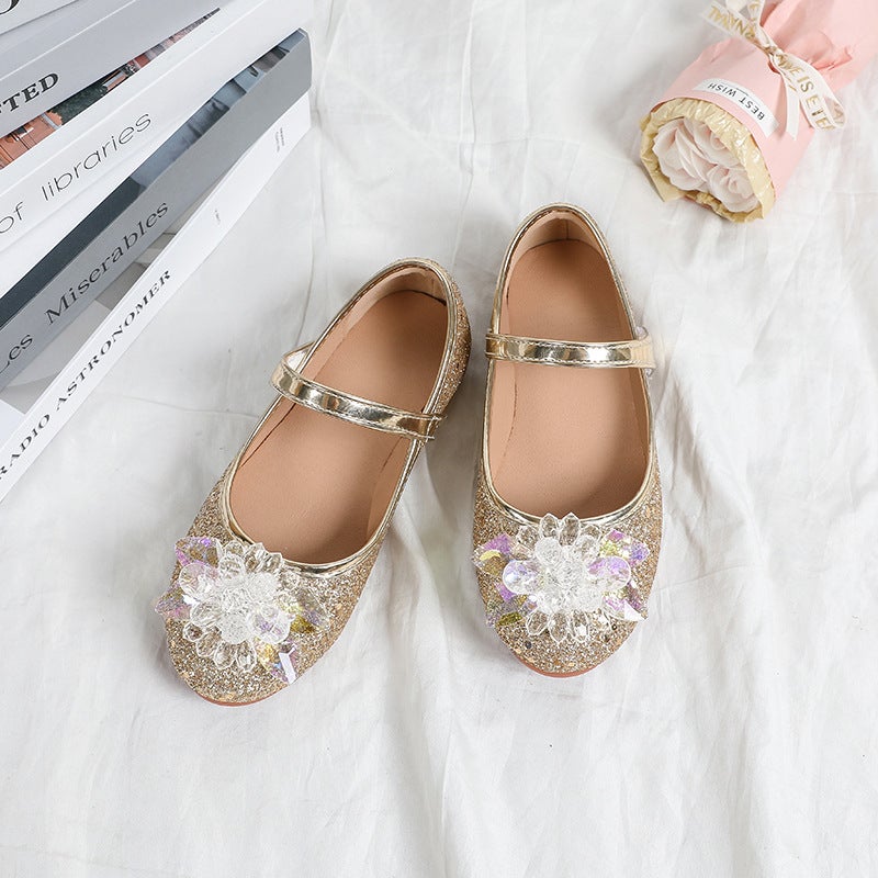 Children'S Crystal Single Shoes, New Soft-Soled Performance Dance Shoes, Girls' Flat Shoes, Girls' Small Leather Shoes - Image 4