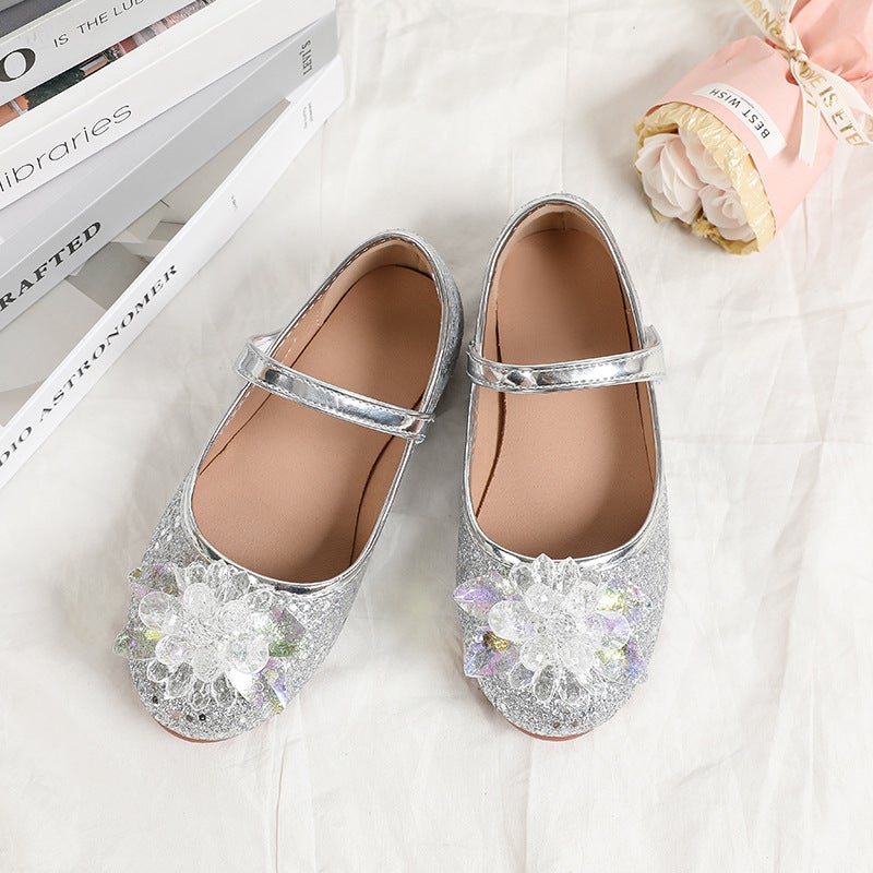Children'S Crystal Single Shoes, New Soft-Soled Performance Dance Shoes, Girls' Flat Shoes, Girls' Small Leather Shoes - Image 1