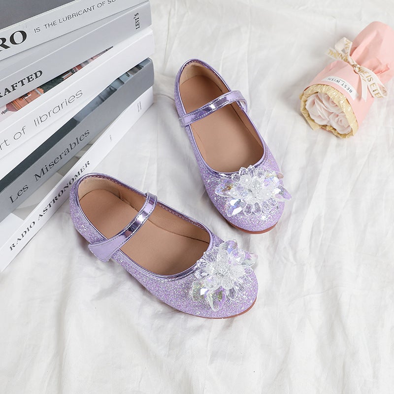 Children'S Crystal Single Shoes, New Soft-Soled Performance Dance Shoes, Girls' Flat Shoes, Girls' Small Leather Shoes - Image 3