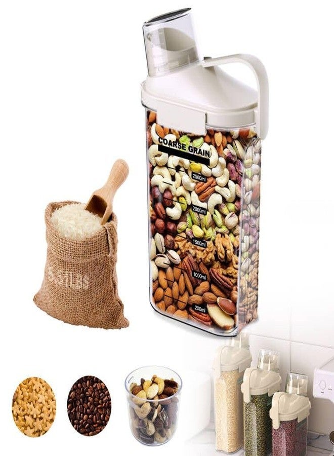 LANGMINGDE 1 Piece Cereal Containers Storage, 2.5L/85oz Rice Airtight Storage Container, BPA Free Clear Plastic Cereal Dry Food Flour Bin, Dog Cat Food Dispenser with Measuring Cup, for Kitchen Pantry - Image 1