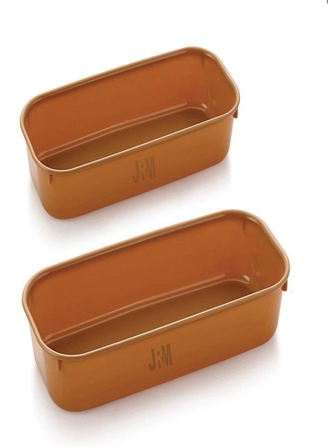 JRM Desk Drawer Organizer Tray Office Drawer Dividers Plastic Storage Bins for Kitchen, Bathroom, Office, Makeup, Bedroom Dresser, Craft (Set Of 1-SMALL + 1-LARGE, BROWN) - Image 1