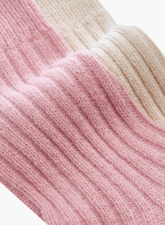 Lee Cooper PINK Pack of 2 Crew Length Non Terry Socks for Women | Best Price UAE