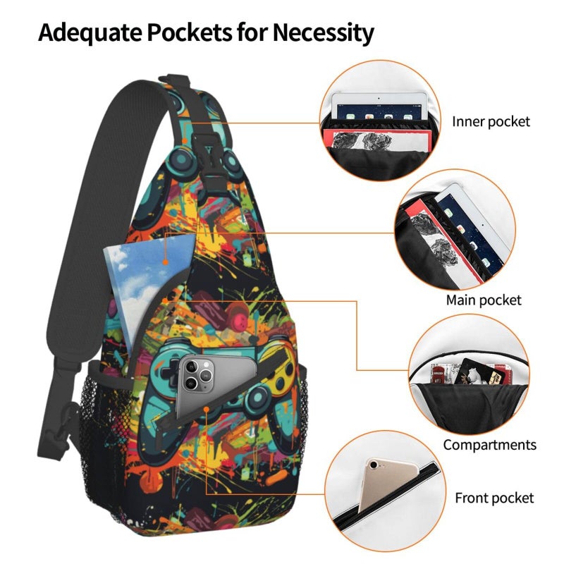 Betyiwling Game Sling Backpack Unisex Crossbody Chest Bag Shoulder Chest Bag For Women Men Hiking Travel - Image 5