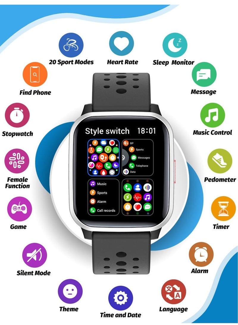 Kids Smart Watch with Sleep Mode, 20 Sports Modes, 5 Games and Pedometer - Fun Birthday Gifts for 4-16 Year-Olds(Black)  - Image 3