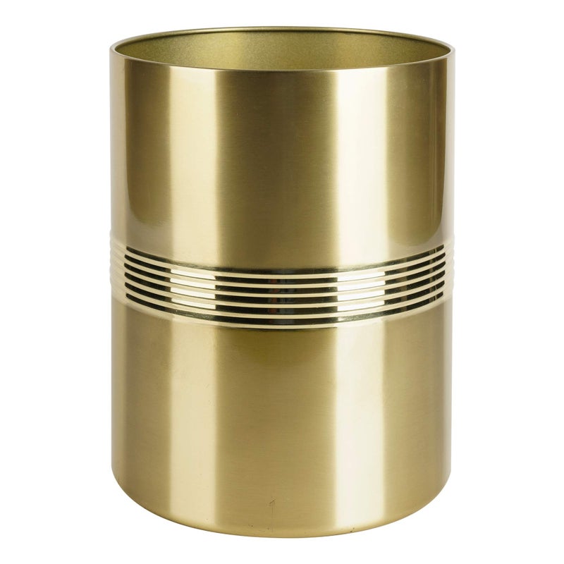 nu steel Nusteel Steel Jewel Decorative Stainless Steel Small Trash Can Wastebasket Garbage Container Bin for Bathrooms Powder Rooms Kitchens Home Offices Rich Gold Finish