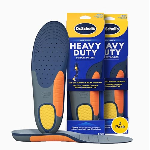 Dr. Scholl's Heavy Duty Support Insole Orthotics, Big & Tall, 200lbs+, Wide Feet, Shock Absorbing, Arch Support, Distributes Pressure, Trim to Fit Inserts, Work Boots & Shoes, Men Size 8-14, 2 Pairs - Image 1