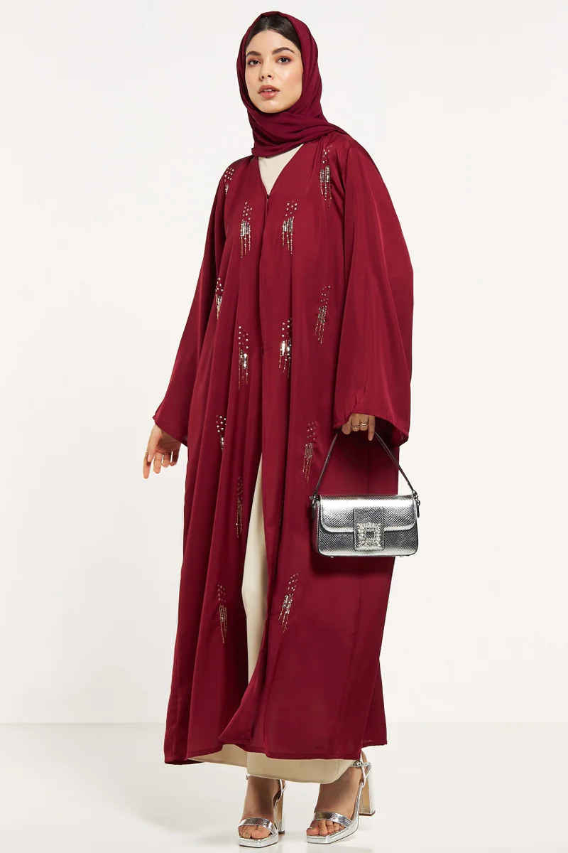 Moistreet Embellished Flared Sleeve Abaya