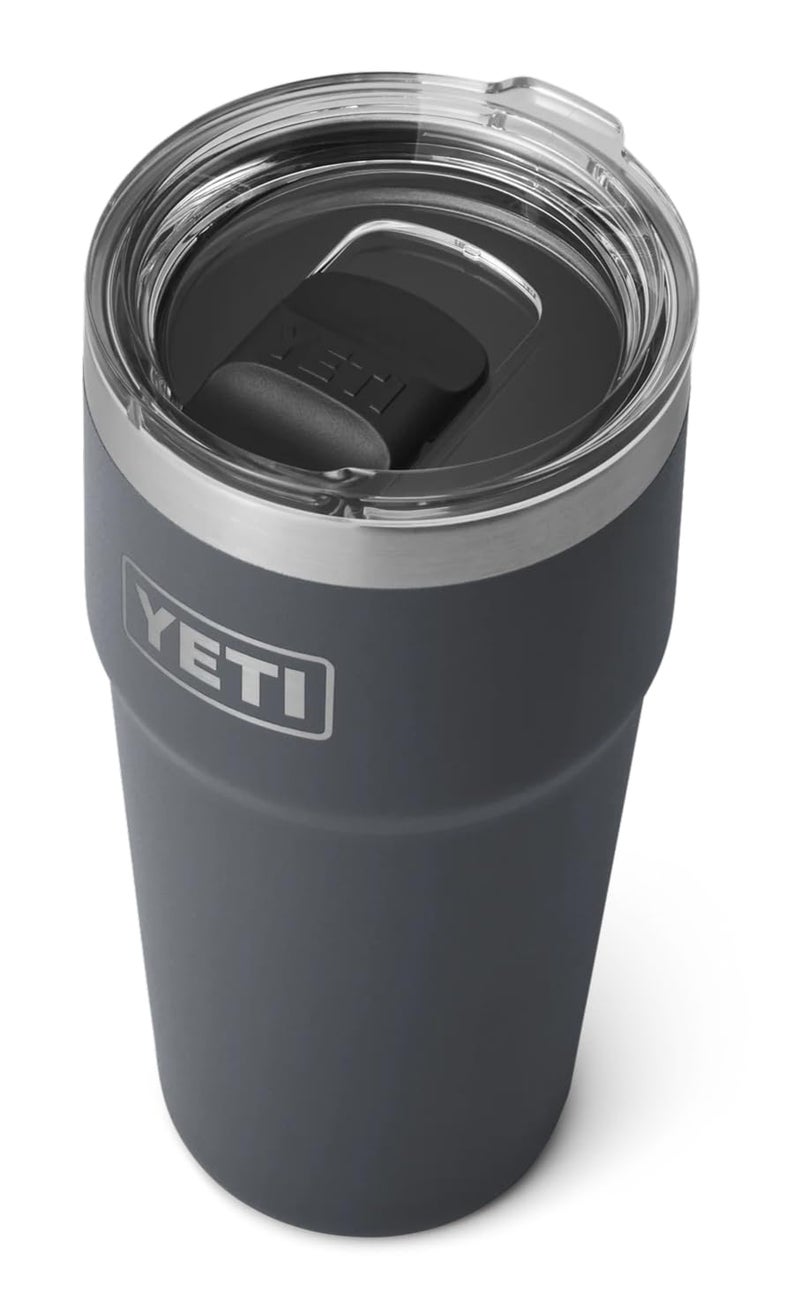 يتي كوب YETI Rambler المعزول بتفريغ الهواء، مصنوع من الفولاذ المقاوم للصدأ، قابل للتكديس مع غطاء مغناطيسي، لون أنثراسيت، سعة 20 أونصة - Image 1