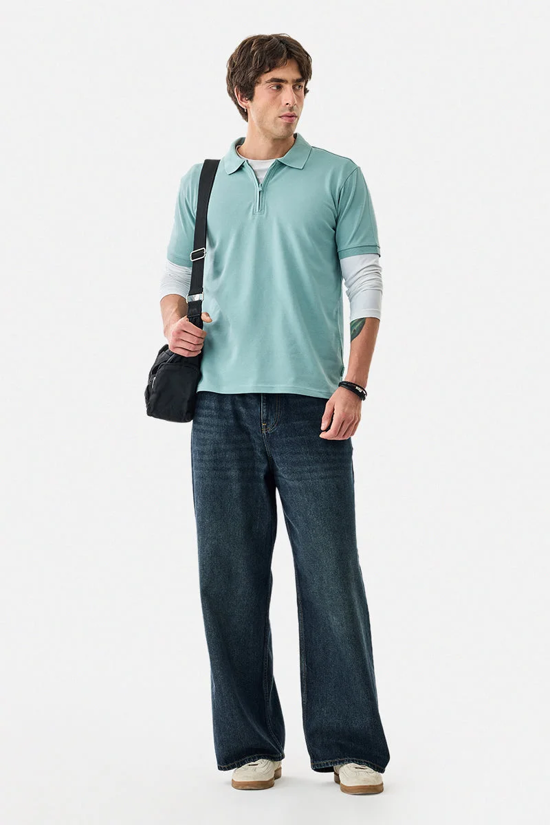 SNITCH Zipper Stretch Polo T-Shirt