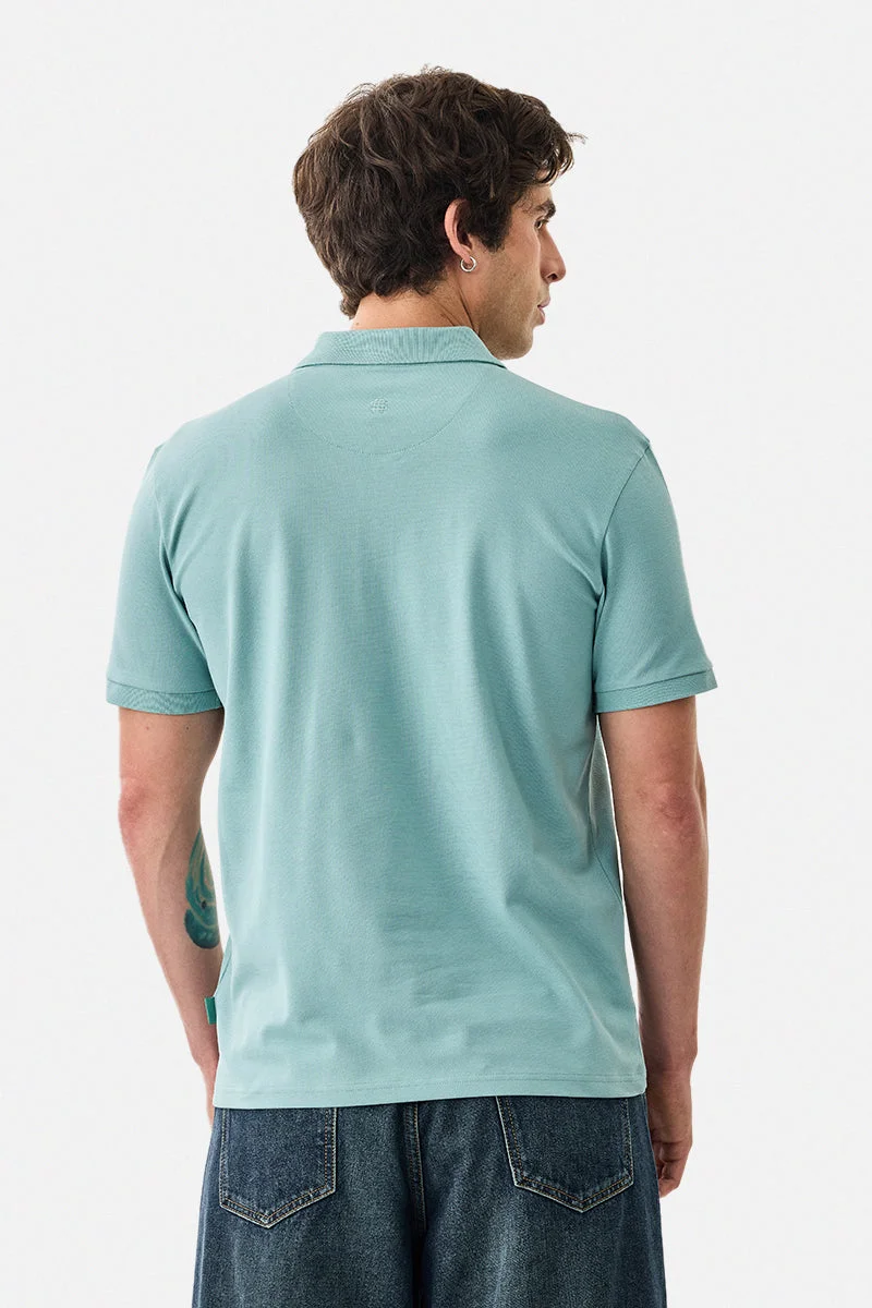 Snitch Green Zipper Stretch Polo T-Shirt for Men | Best Price UAE