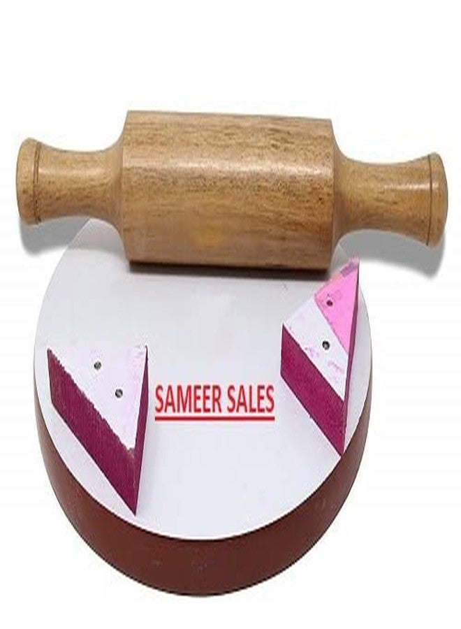SAMEER SALES Wooden Chakla Belan for Kitchen Rolling Pin and Board Roti Chapati Maker Roti Roller Wooden Chakla Belan Combo Set - 22 cm (Wooden Chakla 9 Inch, Brown) - Image 2