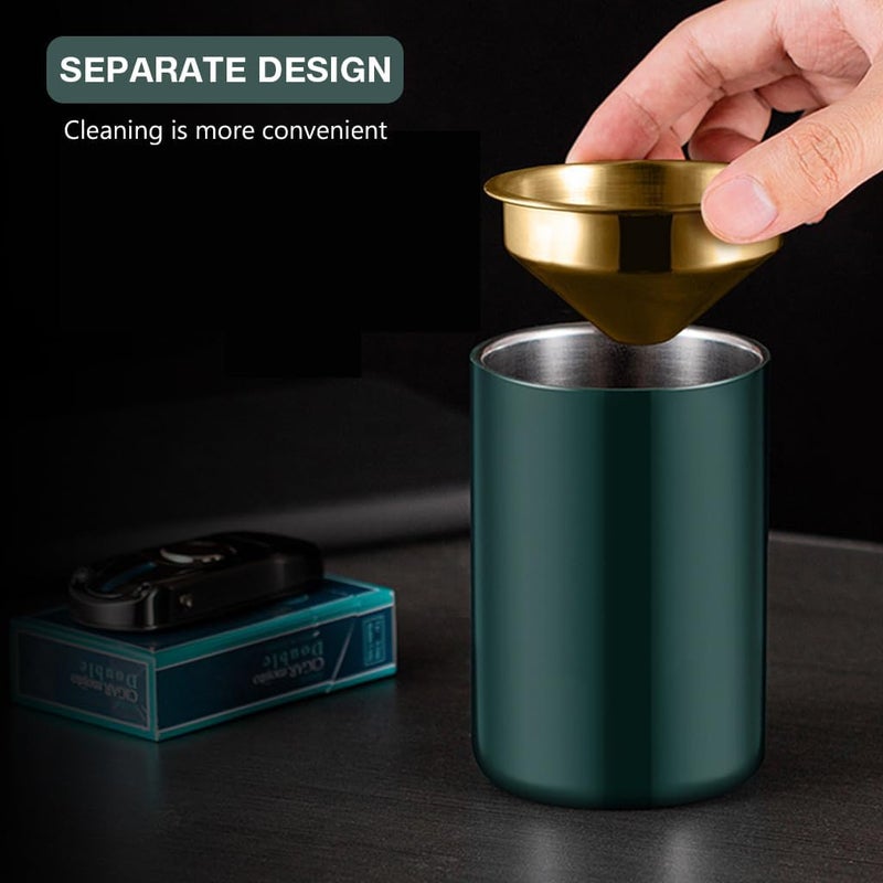 BGVM Car Ash Tray Stainless Steel, Green Windproof Ashtray with Funnel Lid, Compact Table Ashtray for Home & Office, 3.9 x 3.9 x 3.9 Inches - Image 4