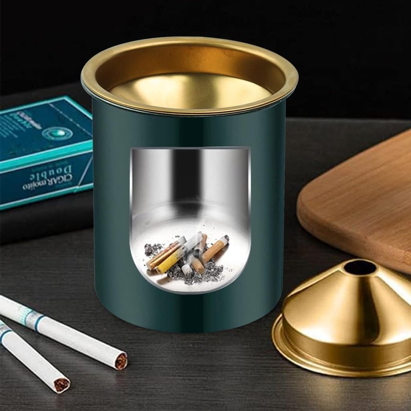 BGVM Car Ash Tray Stainless Steel, Green Windproof Ashtray with Funnel Lid, Compact Table Ashtray for Home & Office, 3.9 x 3.9 x 3.9 Inches - Image 5