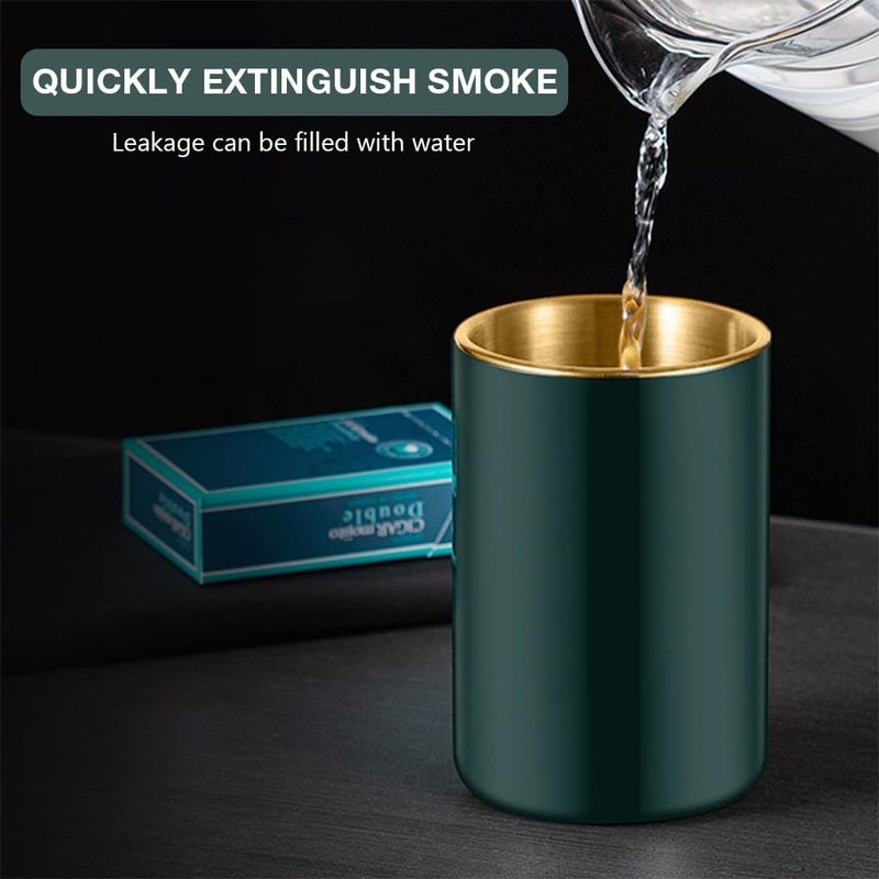 BGVM Car Ash Tray Stainless Steel, Green Windproof Ashtray with Funnel Lid, Compact Table Ashtray for Home & Office, 3.9 x 3.9 x 3.9 Inches - Image 2