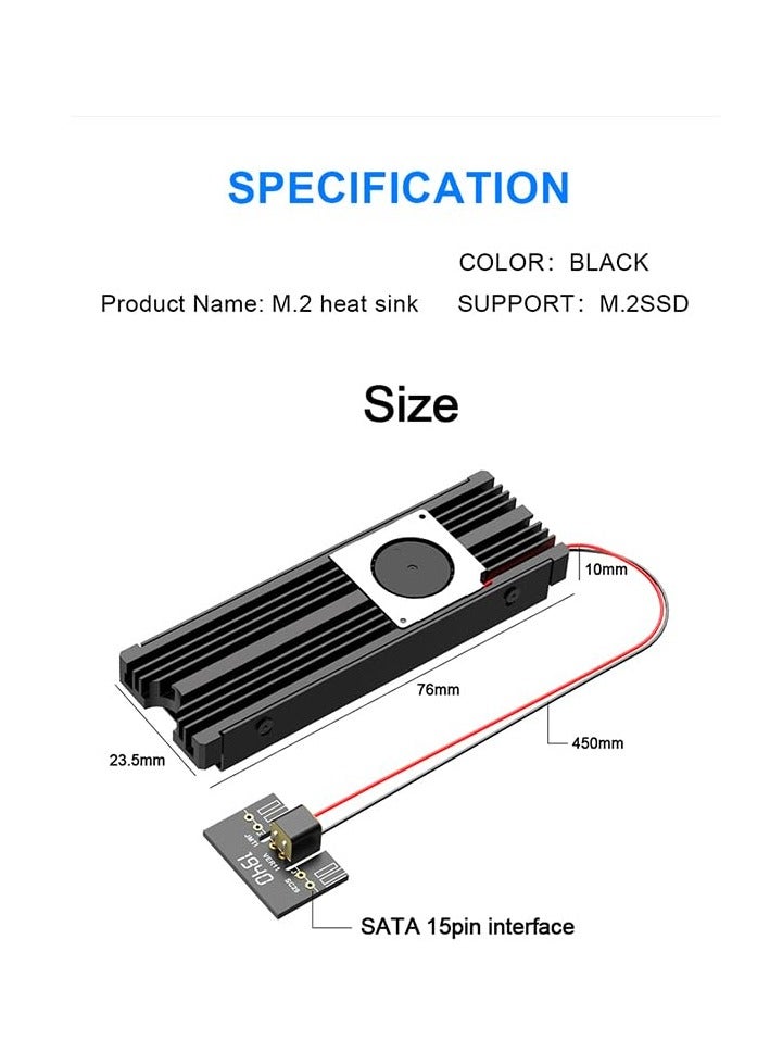 SOLARAE مشتت حرارة M.2 لوحدة تخزين NVME 2280 - يدعم تبريد وحدات تخزين M.2 ذات الوجه الواحد/الوجهين مع وسادات سيليكون حرارية. مبرد للكمبيوتر، PC، لجهاز PS5. مثالي لتثبيت وحدات تخزين PCIe NVME أو NGFF SATA M.2. - Image 4