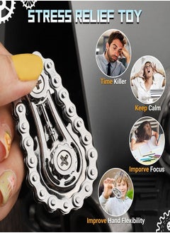 Generic Fidget Spinner Toy, Metal Hand Spinner Fidget Spinner for Kids and Adults, Assembled Metal Wheels for Bike Chain, Novelty Stress Relief Gift for Daily Office Christmas Bag Filler - Silver  - Image 3