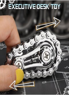 Generic Fidget Spinner Toy, Metal Hand Spinner Fidget Spinner for Kids and Adults, Assembled Metal Wheels for Bike Chain, Novelty Stress Relief Gift for Daily Office Christmas Bag Filler - Silver  - Image 4