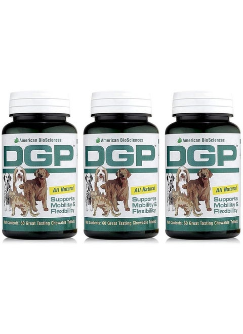 DGP 3-Pack, All-Natural Joint Supplement for Dogs - Joint Support with Turmeric, Boswellia Extract & More - Quick Effect for Immediate Mobility Support - 180 Chewable Pet Tablets