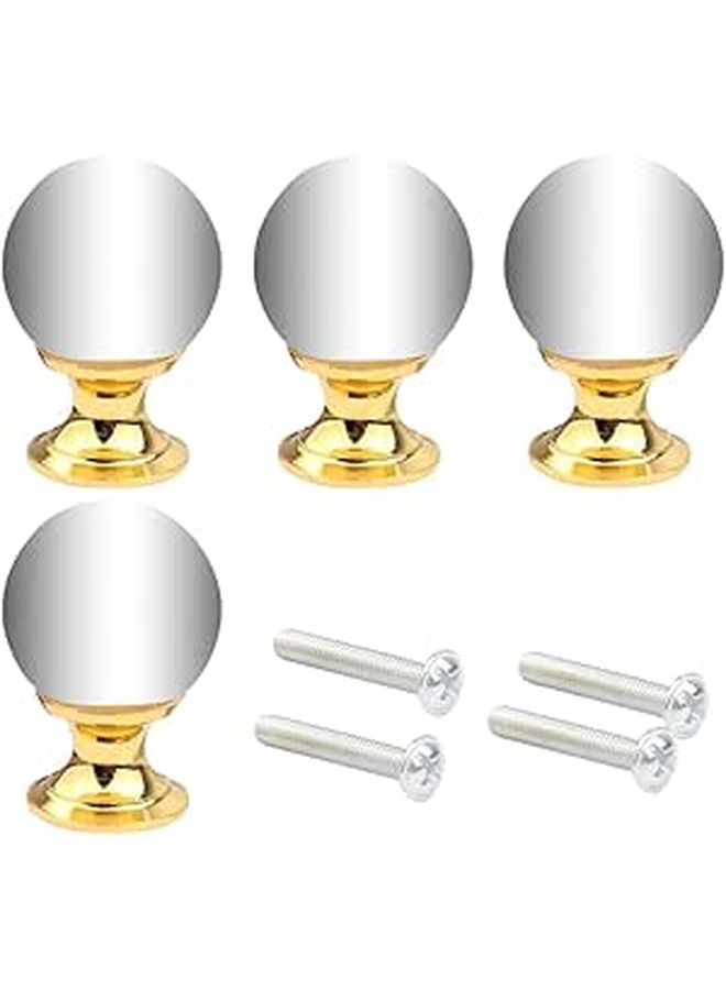 4 Crystal Glass Drawer Knobs Ball Shape Cabinet Handles Gold Accent Kitchen Bathroom - Image 1