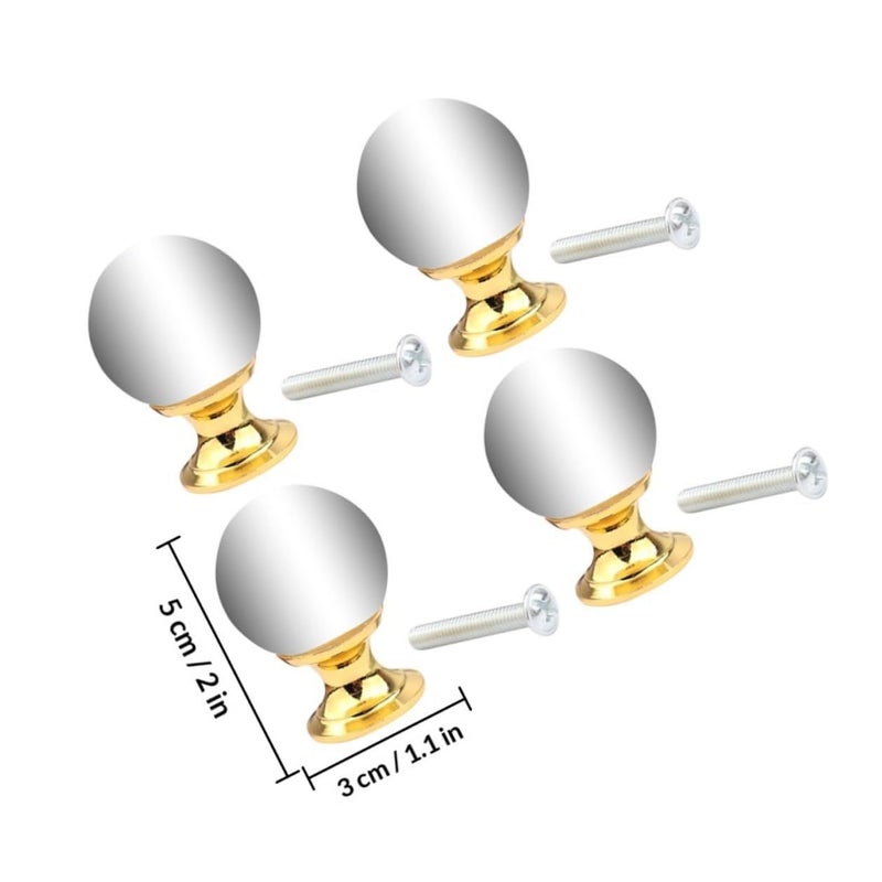 4 Crystal Glass Drawer Knobs Ball Shape Cabinet Handles Gold Accent Kitchen Bathroom - Image 3